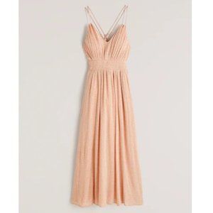 Abercrombie & Fitch Double-Strap Babydoll Maxi Dress Light Orange Small